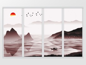 新中式唯美意境风山水移门