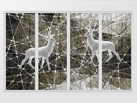 简约几何复古麋鹿移门