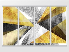 北欧金色抽象几何移门