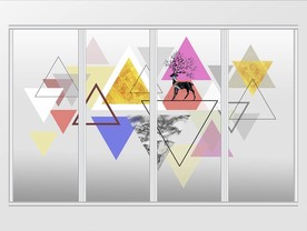 现代抽象几何麋鹿移门