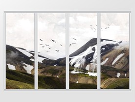 大理石纹高山飞鸟移门