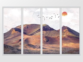 大理石纹日出风景移门