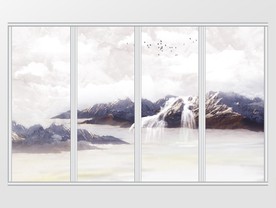 山水风景创意移门