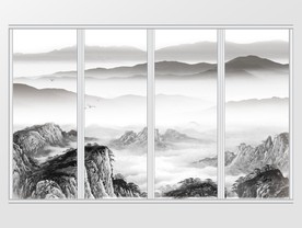 大气壮观新中式水墨山水移门