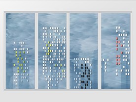 现代城市几何立体移门