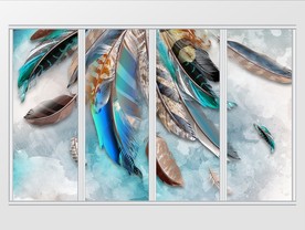 简约水彩羽毛移门