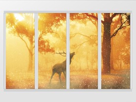 现代风麋鹿风景移门