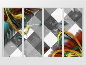 创意羽毛几何图形移门