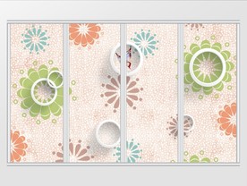 现代清新卡通花卉移门