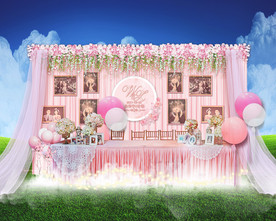 粉色婚礼签到区