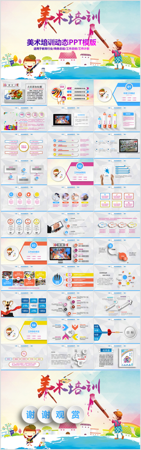 卡通儿童绘画美术培训PPT