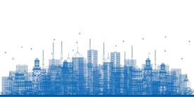 未来科技城市矢量线条建筑