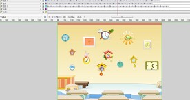 钟表摆动行走的墙壁25秒