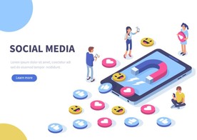 矢量社交网络媒介插画设计