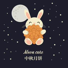 矢量中秋节月饼玉兔兔子中秋促销