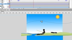 火柴人钓鱼有鸟飞过5秒