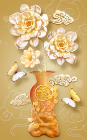 浮雕立体花瓶玄关背景