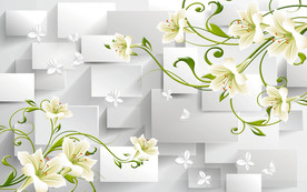 3D立体百合背景墙