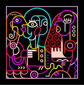 酒吧霓虹灯线条插画系列02