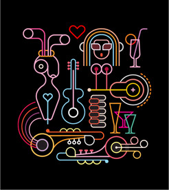 酒吧霓虹灯线条插画系列04