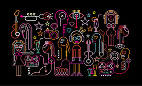 酒吧霓虹灯线条插画系列06