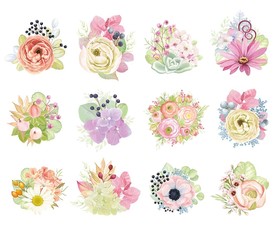 手绘唯美鲜花矢量素材