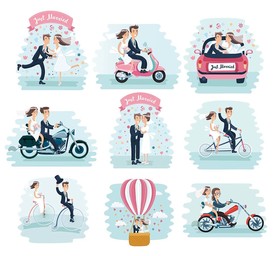 结婚迎亲手绘插画素材