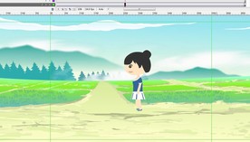 小女孩在田边走过的动画7秒