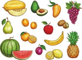 手绘水果矢量卡通素材