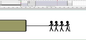 四个火柴人拉箱子的动画20秒