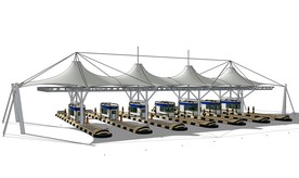 高速公路现代收费站服务区模型图