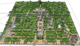 景观公园廉洁廉政园游园广场模型