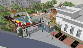 中式景观墙公园小区花园游园廊架