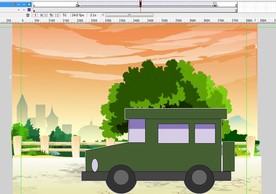 村里村落的行驶吉普车