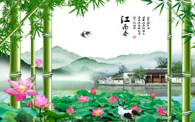 江南春清新电视背景墙