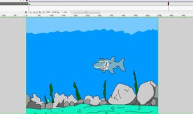 满口利齿的鲨鱼在水中游泳6秒