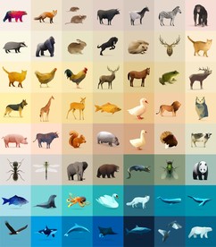 56个折纸低多边形动物头像