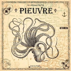 复古怀旧章鱼版画装饰画