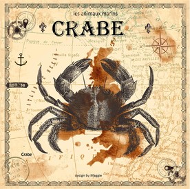 复古海底生物螃蟹装饰画