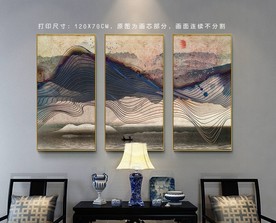 油画山水 线条山水画 挂画