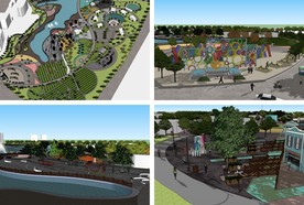 景观湖水公园花园游园儿童游乐园