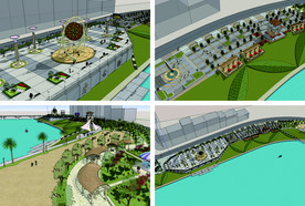 江边湖水景观风光带公园广场游园