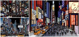 纽约商业街手绘风格