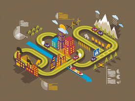 城市道路矢量插画