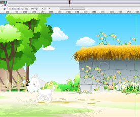 小白狗在野外走过8秒动画