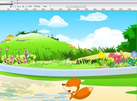 小狐狸在花坛旁边走过动画10秒