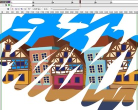 卡通建筑遮罩应用出现动画4秒