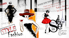 手绘美女时尚背景墙