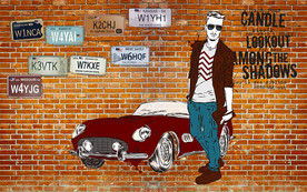 男士汽车复古工装背景墙