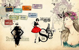 怀旧青春美女背景墙